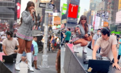 Cantora Gabily faz apresentação na Times Square, em Nova York